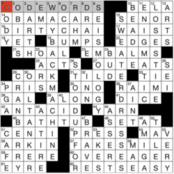Answer grid for Los Angeles Times crossword 3/7/26 by John Guzzetta